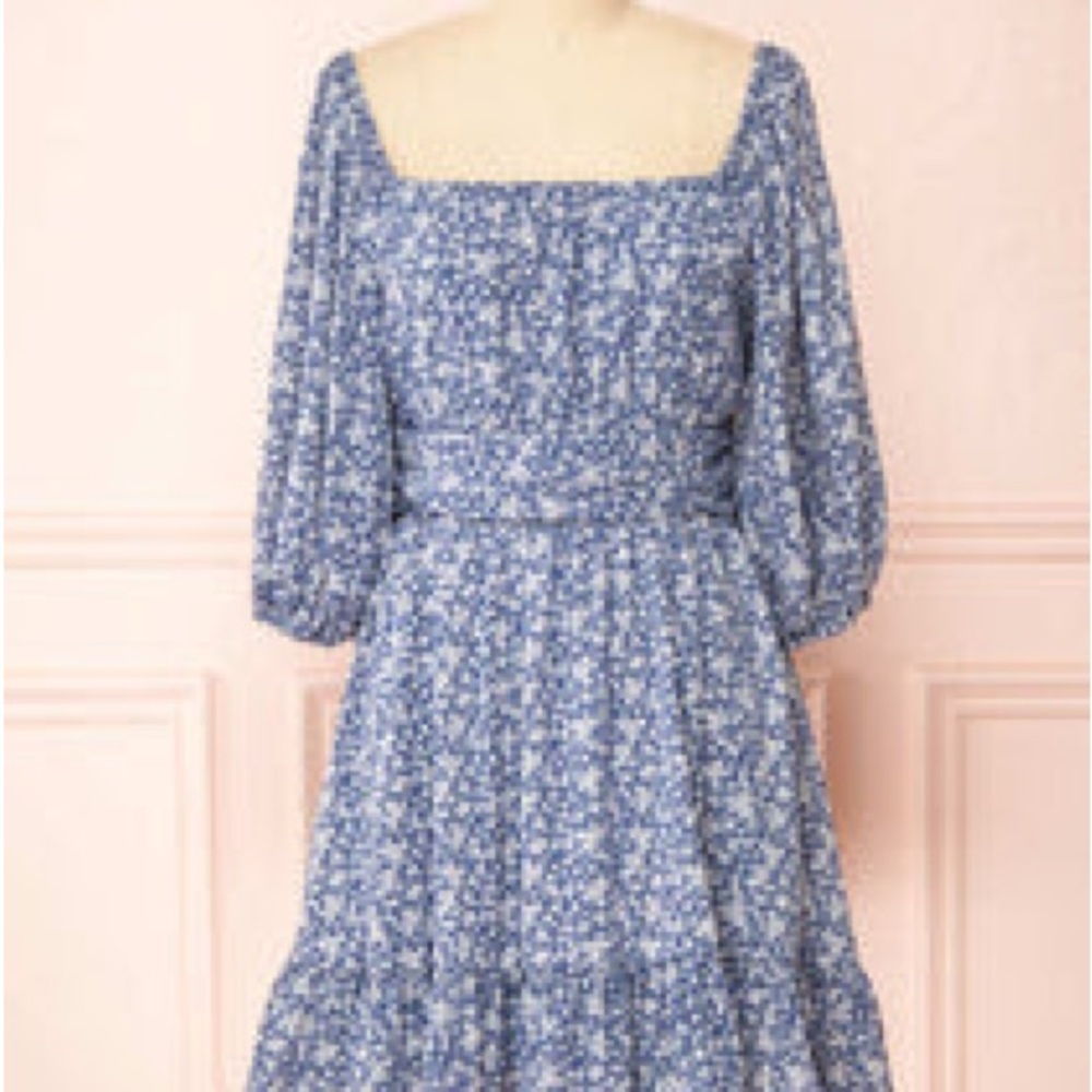 Blue Floral tie back dress